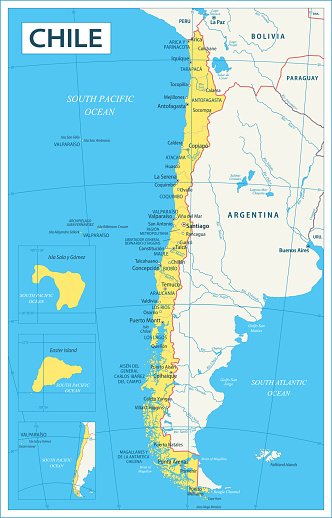 map of chile highly detailed vector illustration
